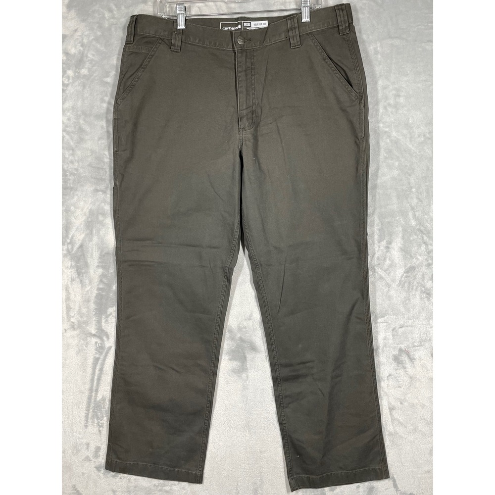 Carhartt Rugged Flex Relaxed Fit Canvas Work Pants Gray 38x32 BN2291-M 102291